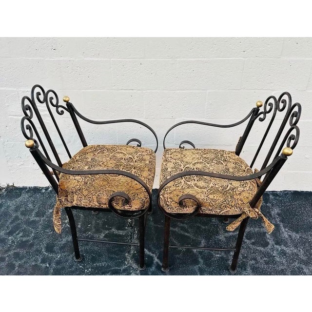 Late 20th Century Mario Papperzini Style Iron Bronze Dining Chairs- Set of 4 For Sale - Image 9 of 11
