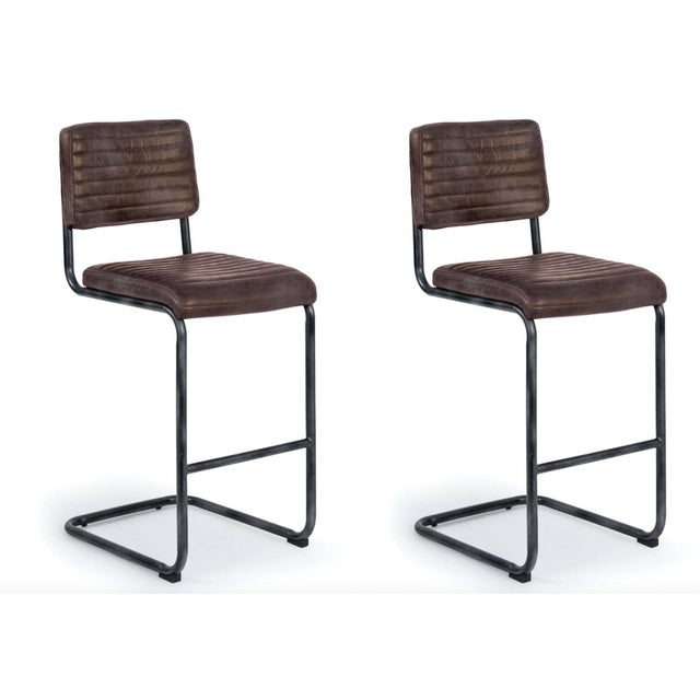 Metal Regina Andrew Dylan Leather Bar Stool, Distressed Whiskey - Set of 2 For Sale - Image 7 of 7