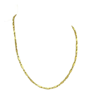 Fancy 24k Gold Long Bar Oval Link Chain Necklace