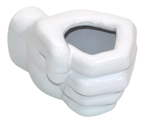 White Glazed Ceramic Hand Planter Pottery Mid-Century Modern