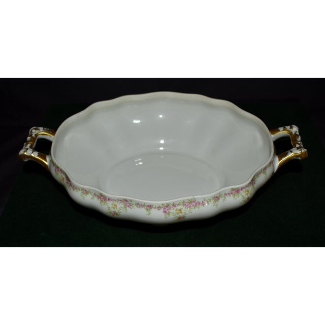 Antique Wm Guerin Limoges Covered Soup Tureen Serving Dish Pink Roses Gold Trim For Sale - Image 13 of 18
