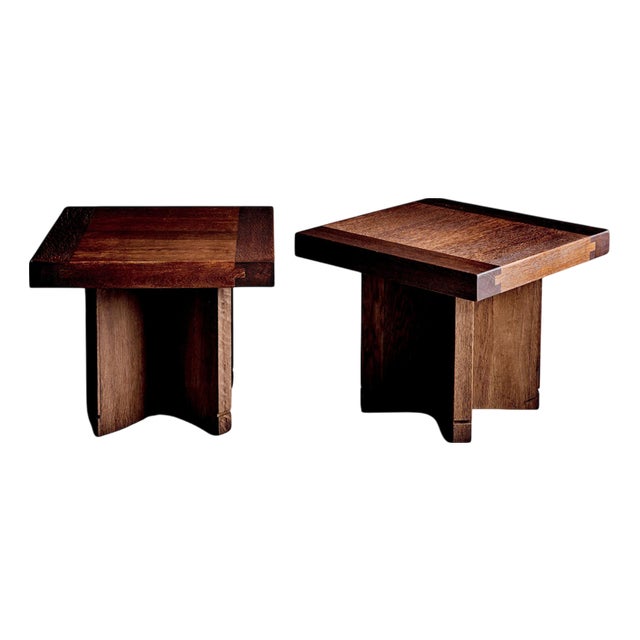 German Studio Oak Side Tables, 1960s, Set of 2 For Sale