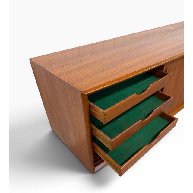 Vintage H. P. Hansen Danish Modern Sliding Door Teak Sideboard - Refinished! For Sale - Image 9 of 13