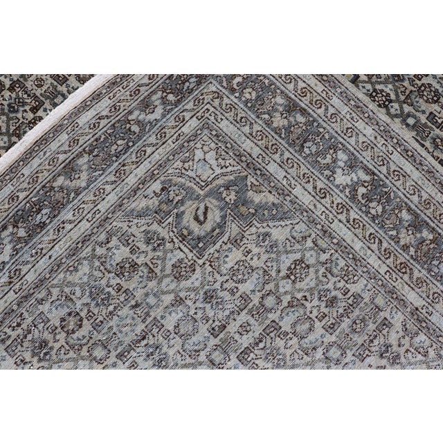 Antique Persian Hamadan Gallery Rug With Allover Pattern in Cool Tone 8'0 X 16'10 For Sale - Image 17 of 17