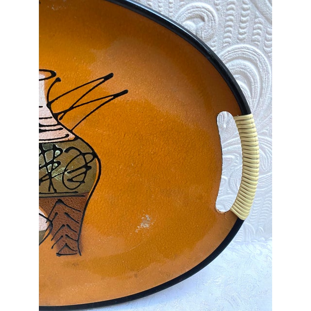 1950s Mid Century Modern Tray Wood Fiberboard Pottery Vases Design For Sale - Image 4 of 5