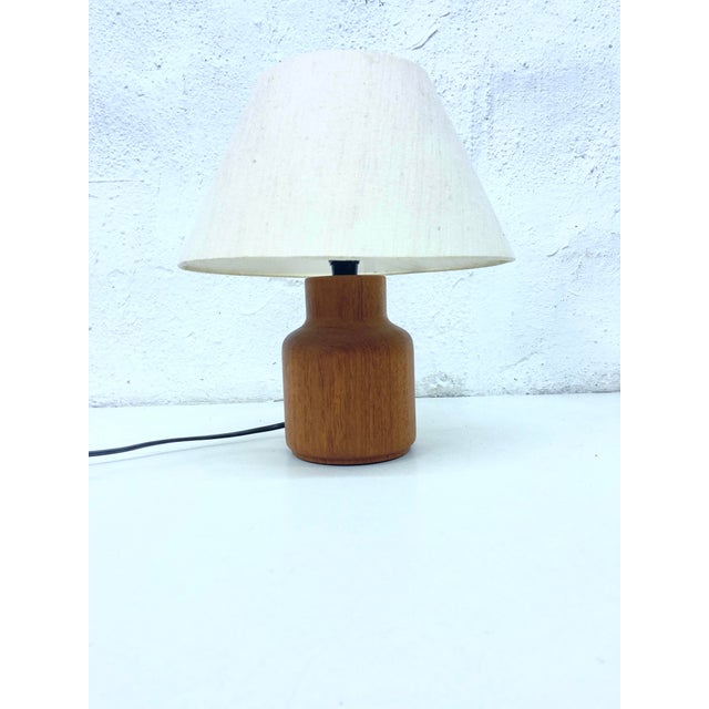 Beige Small Teak Table Lamp from Kirk, Copenhagen, Denmark, 1960s-1970s For Sale - Image 8 of 8