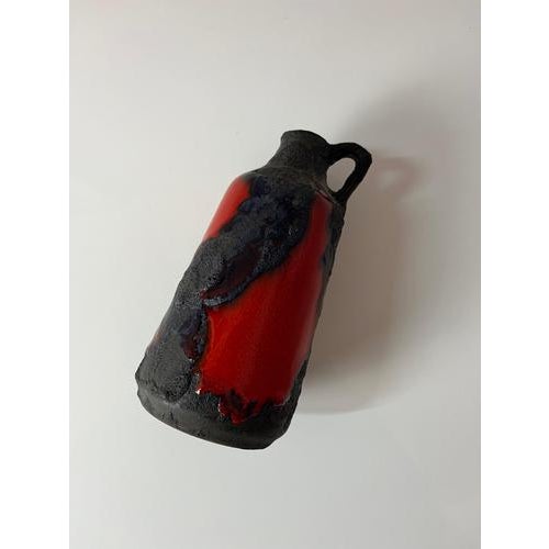 Red and Brown Fat Lava Vase from Marei Keramik For Sale - Image 4 of 11