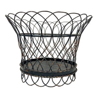 Vintage Black Wire Cachepot For Sale