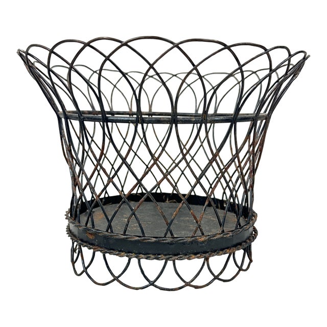 Vintage Black Wire Cachepot For Sale