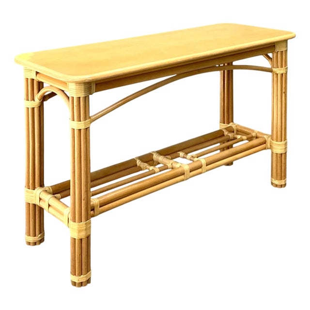 Vintage Rattan Console Table For Sale