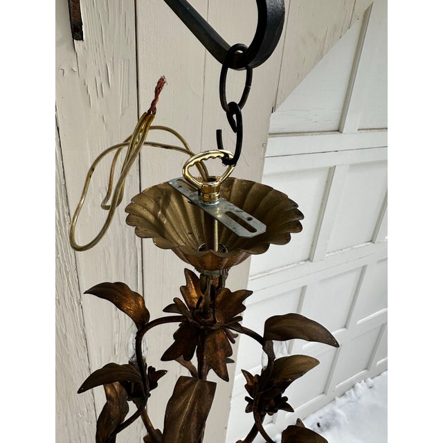 Vintage Petite Hollywood Regency Four Light Fixture For Sale In New York - Image 6 of 8