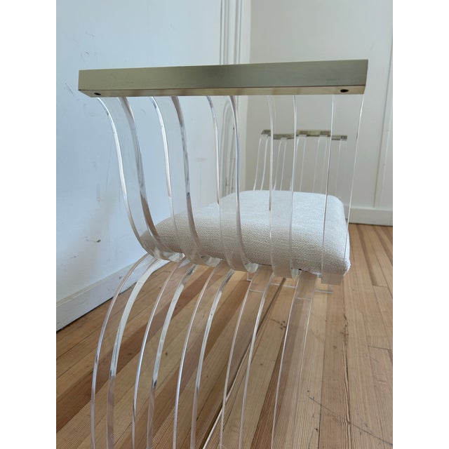 1970s Lucite & Brass Bench in the Manner of Charles Hollis Jones For Sale In New York - Image 6 of 7