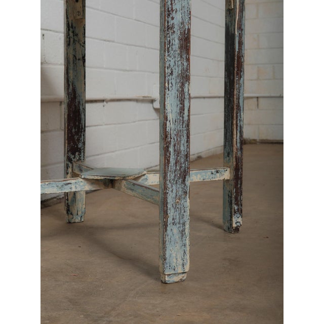 Late 20th Century Distressed Painted Wooden Accent Table With Weathered Blue Patina For Sale In Greensboro - Image 6 of 6