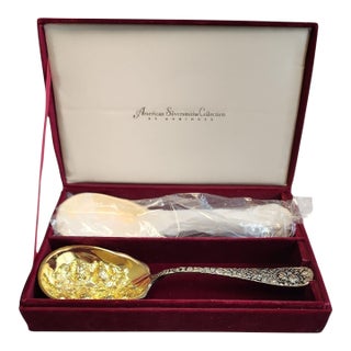 1980s Godinger American Silversmiths Collection Cased Berry Spoons- Set of 2 For Sale