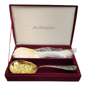 1980s Godinger American Silversmiths Collection Cased Berry Spoons- Set of 2