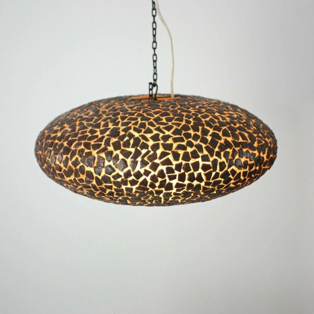 Brown Fiberglass Pendant Lamp, 1970s For Sale - Image 3 of 9