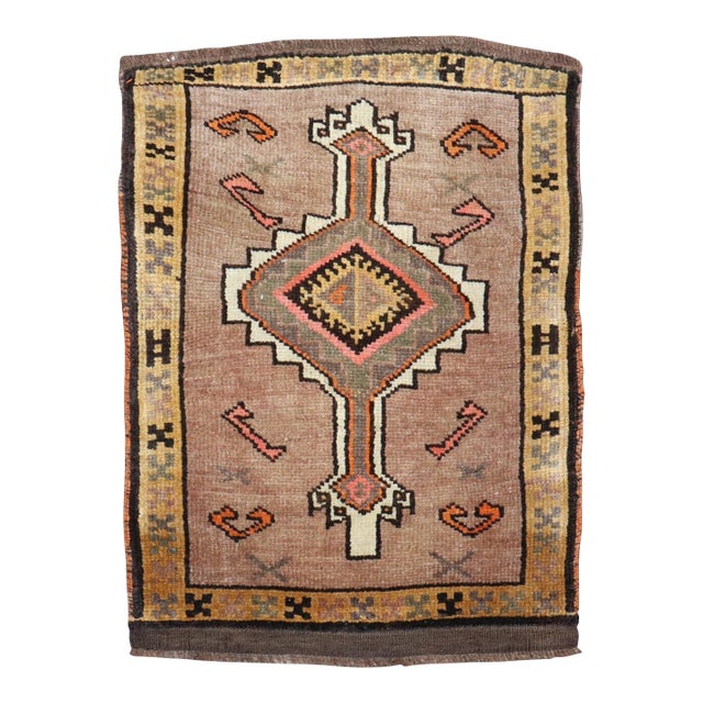 Vintage Zabihi Collection Turkish Anatolian Small Tribal Rug - 2' x 2'8" For Sale