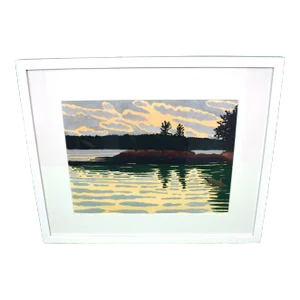 Cove North Island Afternoon Aug 2015 Watercolor Painting by Stoney Conley, Framed