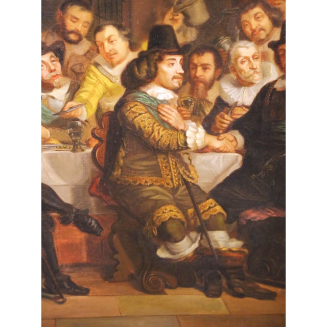 19th Century Dutch School Banquet Scene Oil Painting After Van Der Helst For Sale - Image 12 of 15