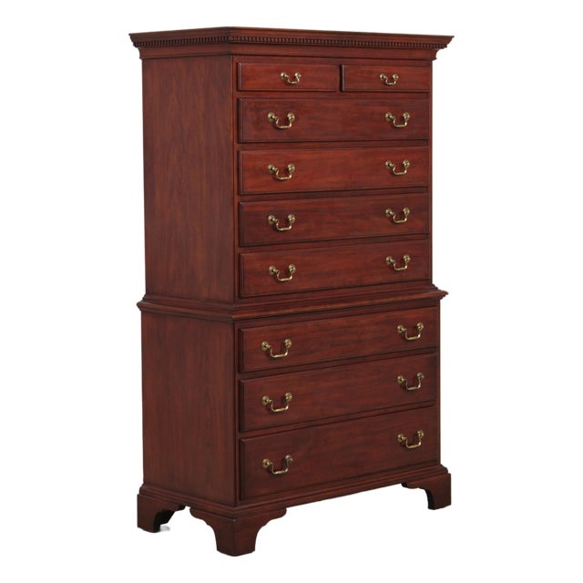 Henkel Harris Model 164 Cherry 9 Drawer Tall Chest on Chest For Sale