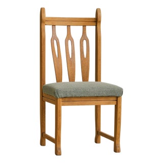 French Oak Accent Chair in the Manner of Guillerme et Chambron, 1960s For Sale