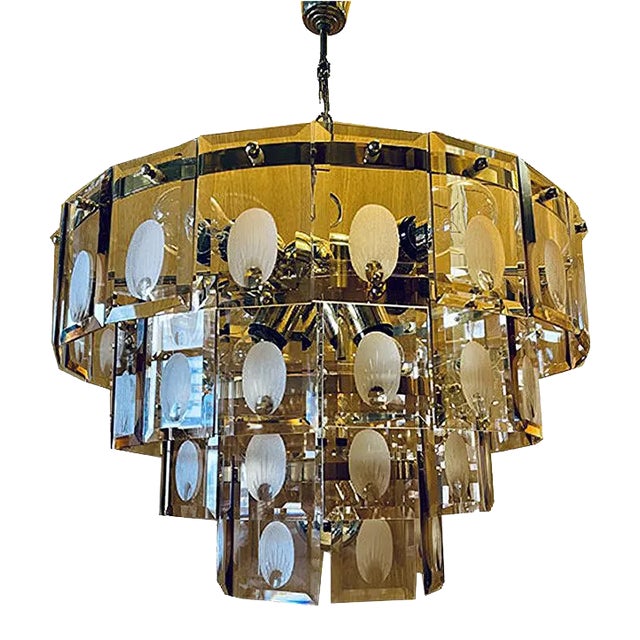 Glass Chandelier from Kinkeldey, 1970s For Sale