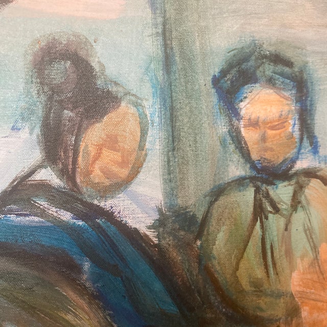 Original c.1955-1960 Mid-Century Figurative Abstract Expressionist Framed Oil Painting For Sale - Image 4 of 12