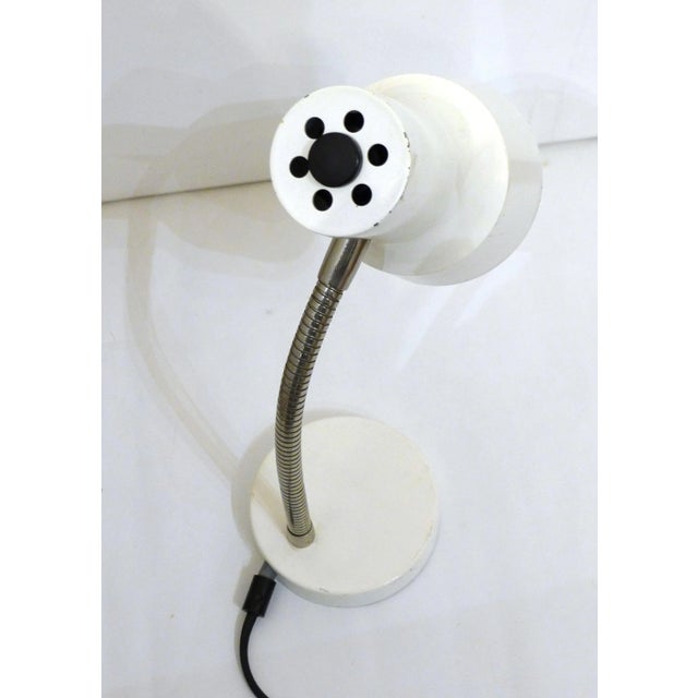 Mid-Century Modern Chrome & White Lacquered Metal Table Lamp, 1970s For Sale - Image 3 of 9