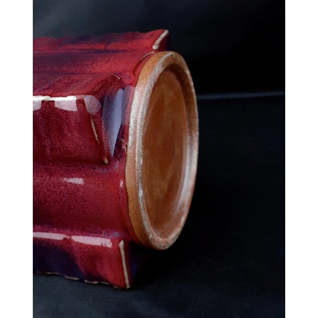 Ceramic Early 20th Century Chinese Porcelain Flambe Glaze Cong Vase For Sale - Image 7 of 9