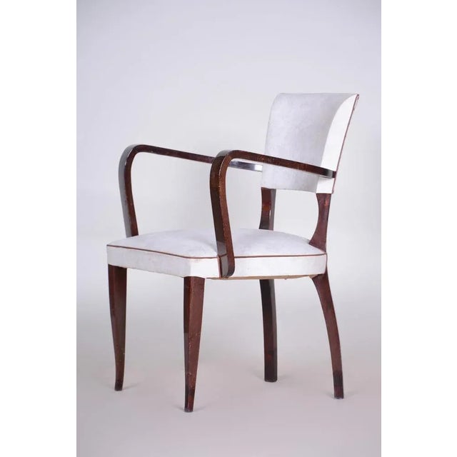 Art Deco White Armchair in Artificial Leather & Beech, France, 1930s For Sale - Image 9 of 9
