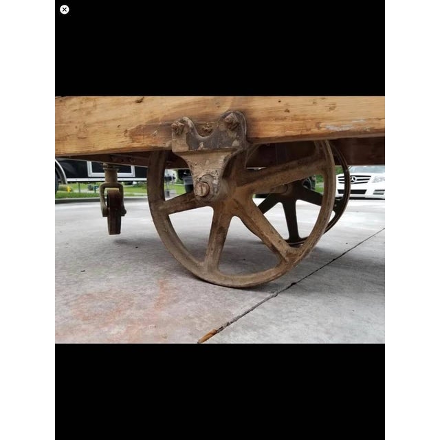 Antique Industrial Factory Cart Coffee Table For Sale - Image 4 of 5