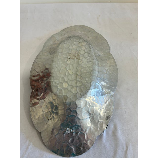 Vintage Continental Silver Co. Hand Wrought Aluminum Tray, Chrysanthemum Motif For Sale - Image 10 of 11