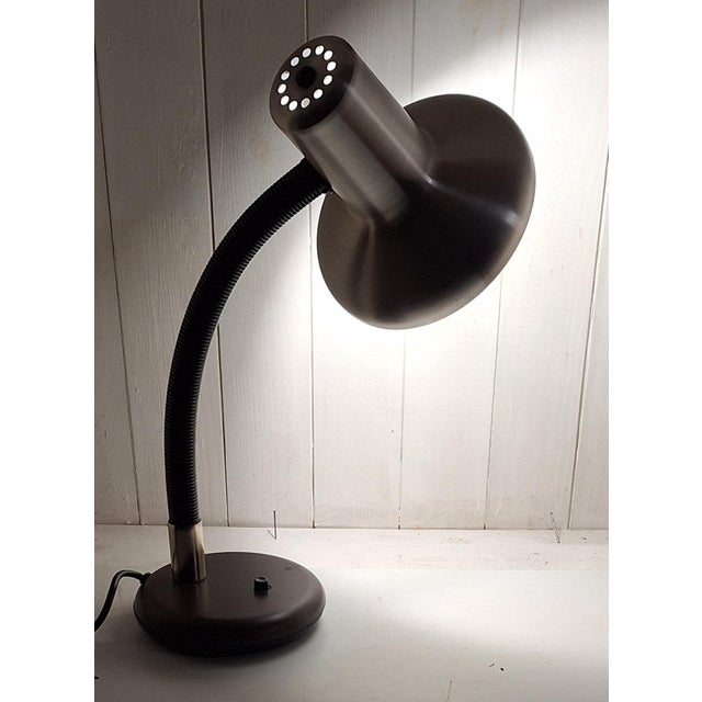 Metal Vintage Adjustable Desk Lamp with Black Metal Base and Aluminum Reflector Shade from Sis, 1980s For Sale - Image 7 of 9