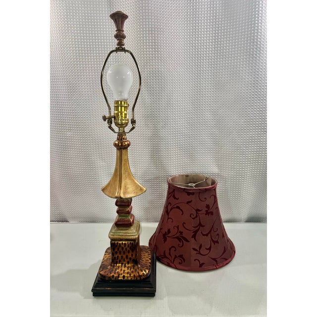 Metal Vintage John Richard Pagoda Style Column Table Lamp - Unique Home Decor Accent Sales Pitch For Sale - Image 7 of 8