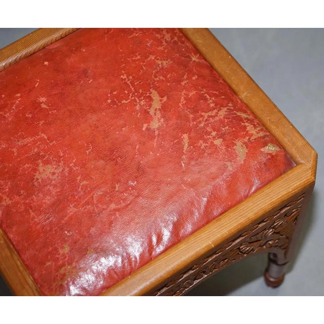 Set of Antique Victorian Hand Carved Asethetic Movement Stools, 19th Century For Sale - Image 16 of 17