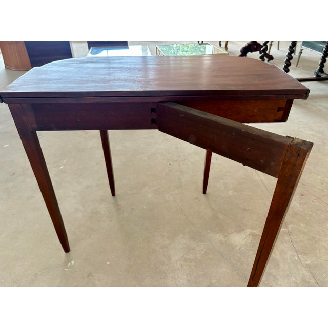 English George III Mahogany Fold Top Demi Lune / Card Table, Mahogany With Birdseye Maple Inlay, Circa 1800 Front Demilune For Sale - Image 10 of 10