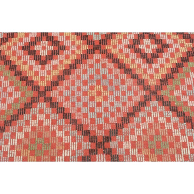 1960s Vintage Diamond Turkish Kilim Rug - 69" X 121" For Sale - Image 5 of 13