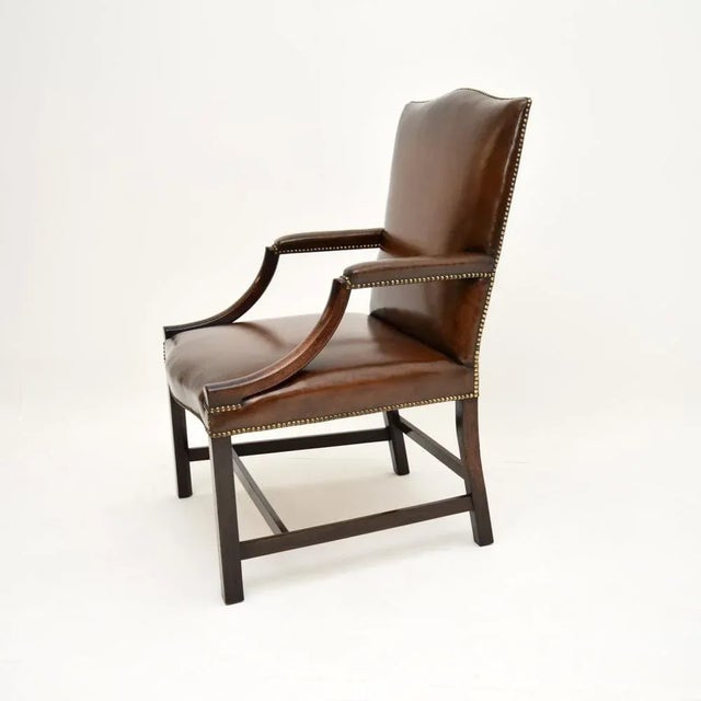 Georgian Leather Gainsborough Armchair, 1790s For Sale - Image 4 of 11