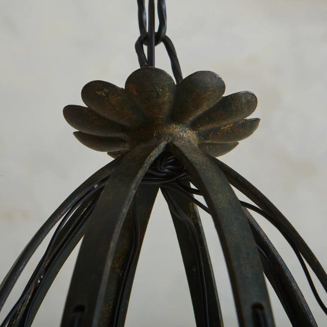 1920s Large + Elegant French Iron Work Chandelier, 1920s For Sale - Image 5 of 11