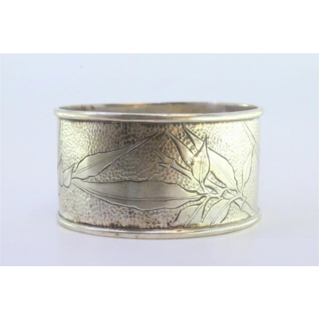 Hammered Silver Napkin Ring with Engraved Floral Motifs For Sale - Image 6 of 7