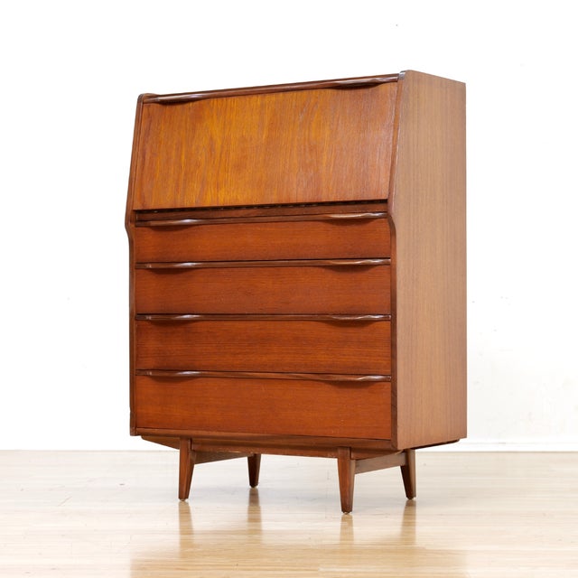1960s Mid Century Danish Teak Secretary Desk For Sale In Los Angeles - Image 6 of 11