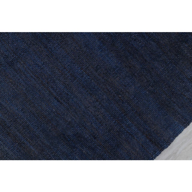 Navy Solid Handwoven Premium Natural Jute Yarn Flatweave Rug 12x15 Ft. For Sale - Image 4 of 12