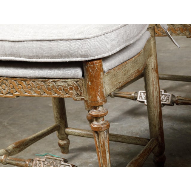Set of Six French 19th Century Dining Room Chairs with Carved Guilloches Friezes For Sale - Image 11 of 12