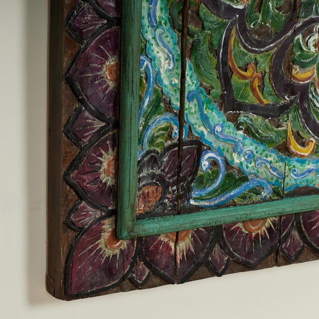 Antique Indian Carved and Painted Wall Hanging For Sale - Image 11 of 14