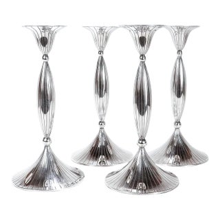 4 Spritzer & Fuhrmann Mid-Century Modern Sterling Silver Candlesticks For Sale