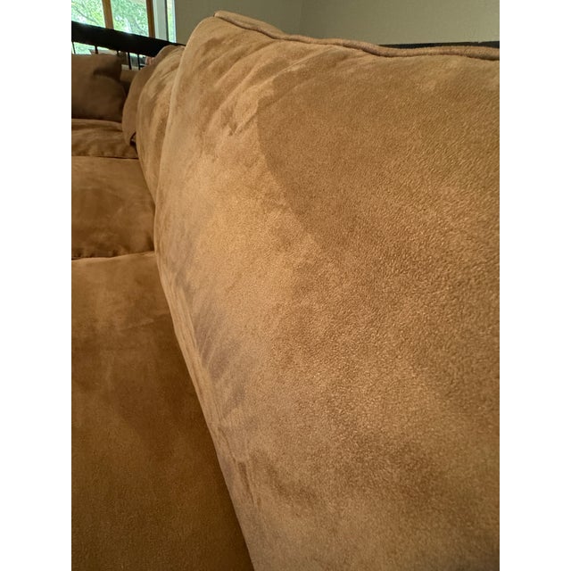 Camel 94" Custom Camel Microfiber Down-Filled Cloud Sofas in the Style of Milo Baughman - Pair For Sale - Image 8 of 12