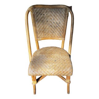 Vintage Rattan French Bistro Accent Chair For Sale