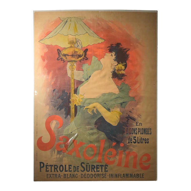 Late 19th Century Original French Color Lithograph Poster for Saxoléïne by Jules Chéret For Sale