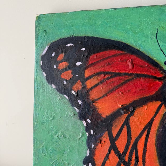 Monarch Butterfly "Freedom to Fly" Mixed Media Folk Art Painting: Signed, Cedric Orange Sr. For Sale - Image 4 of 8