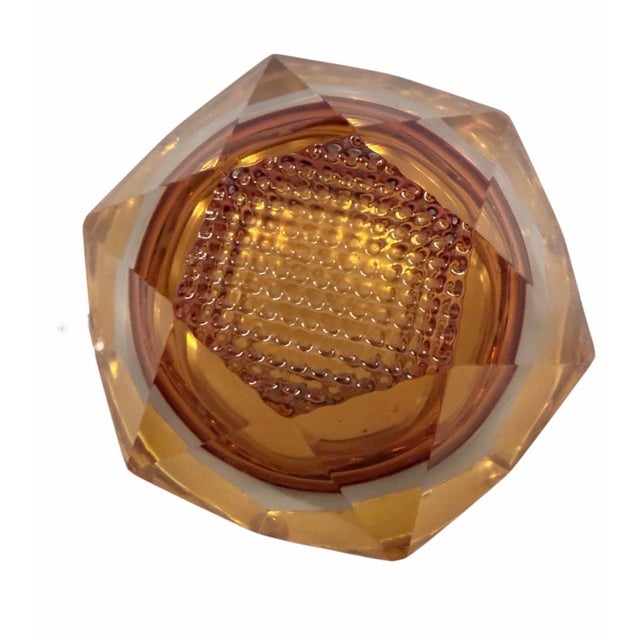 Murano Glass Sommerso Vintage Amber Sommerso Faceted Glass Bowl / Ashtray, Attributed to Murano, Circa 1960s–1970s For Sale - Image 4 of 4